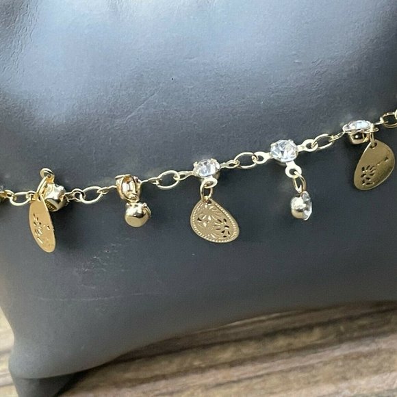 Women Anklet Gold Tone Fashion Jewelry Crystals Accent Fashion Bracelet - Picture 5 of 11